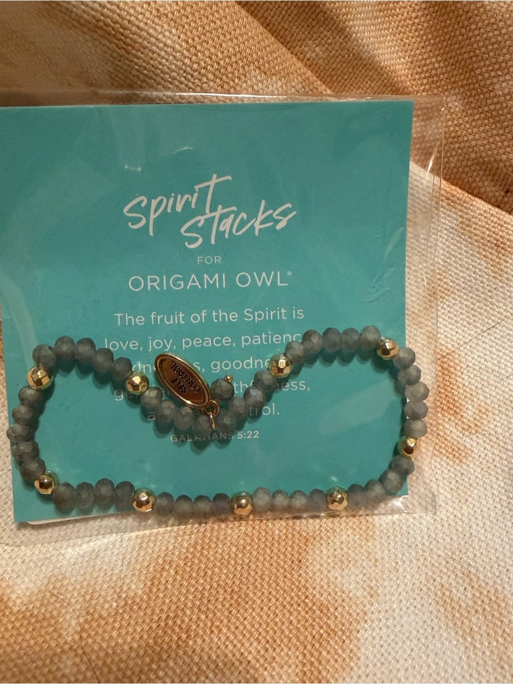 Origami Owl Matte Gray and Gold Beaded Spirit Stacks Bracelet Set